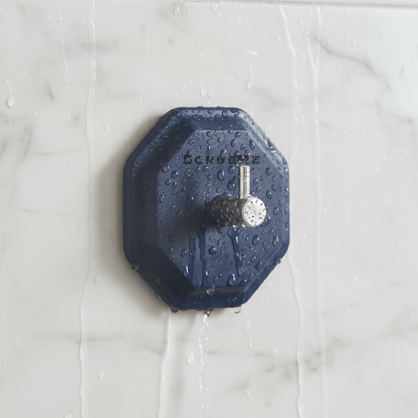 Breathtaking Blue HookMe on wet white marble tile