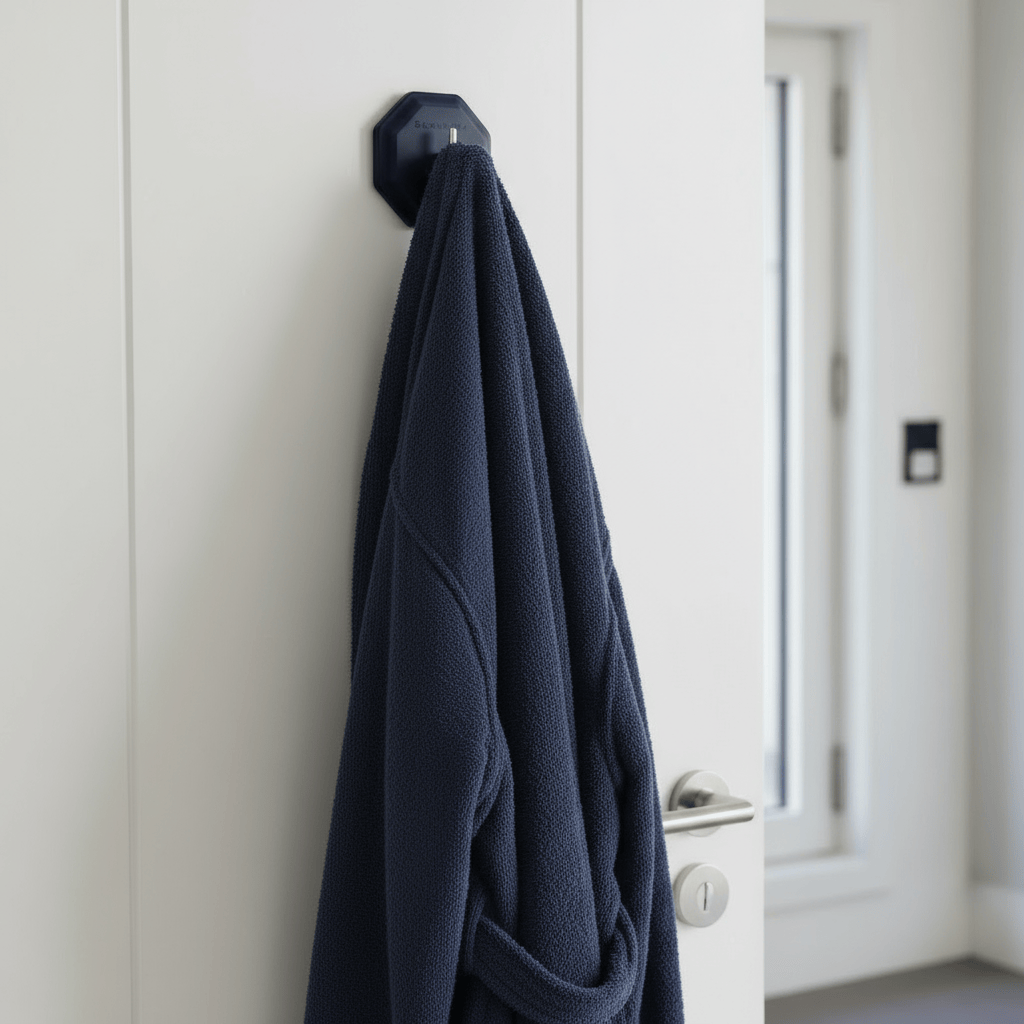Breathtaking Blue HookMe on white door with grey or blue men's dressing gown