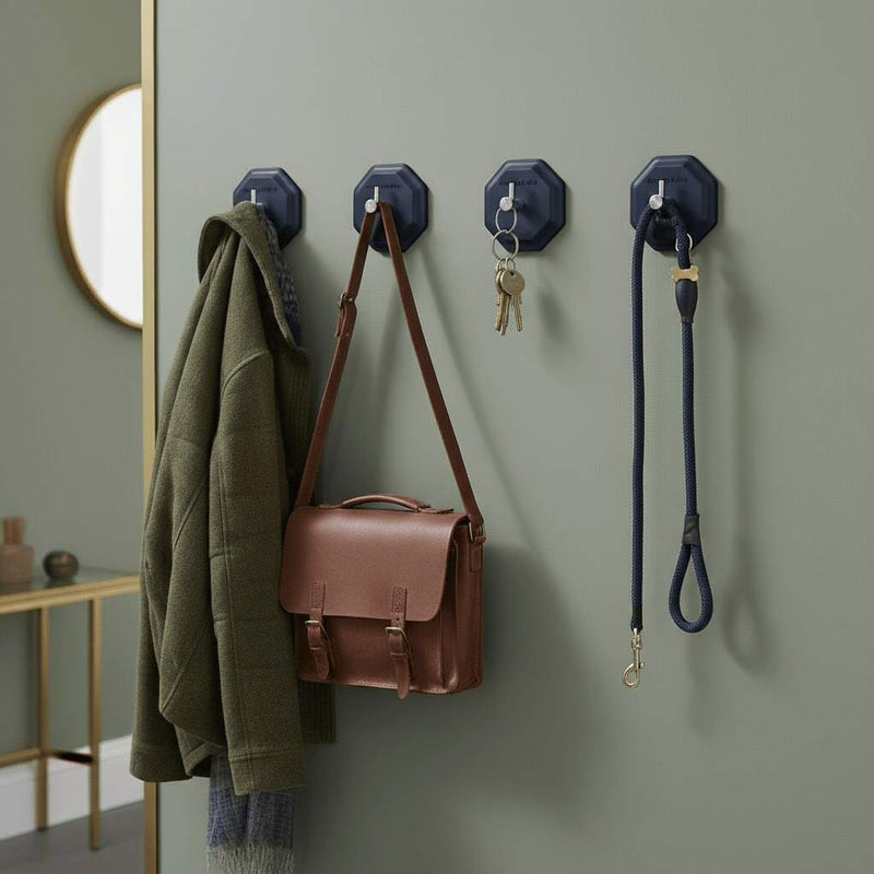 ScrubMe HookMe Breathtaking Blue wall hooks storing coat, bag, keys and dog lead.