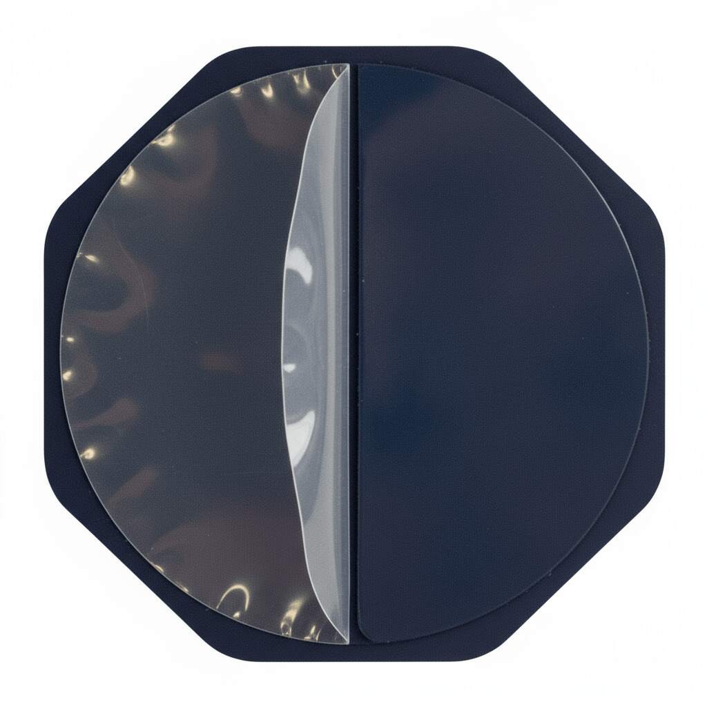 HookMe Breathtaking Blue hook adhesive back pad with protective film peeled back.