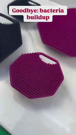 Close up product video showcasing the texture and details of the ScrubMeBody, ScrubMeFace, ScrubMeScalp and HookMe silicone tools.