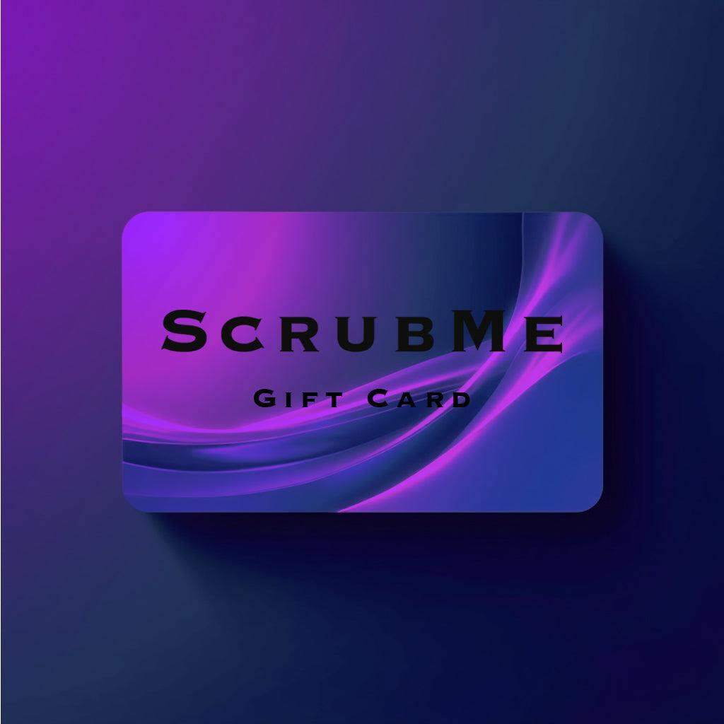ScrubMe digital gift card with purple and blue gradient background, no amount shown