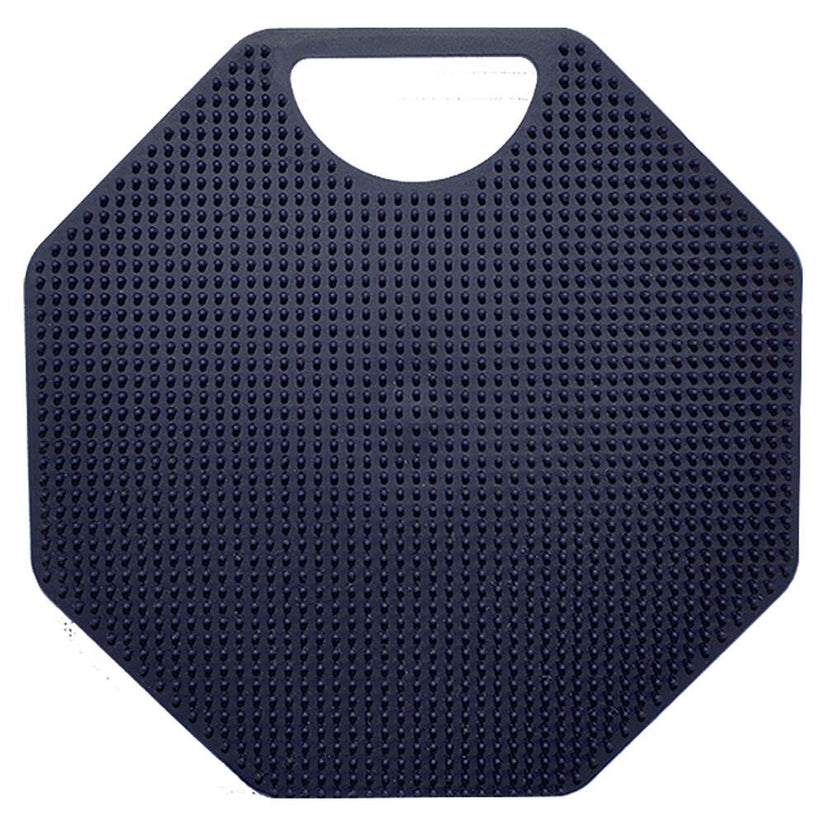 Back view of the ScrubMeBody Breathtaking Blue all body scrubber showing fine silicone cleansing bristles on a white background.