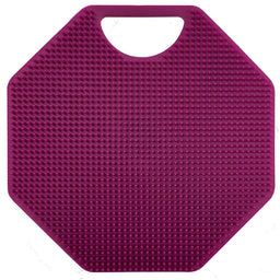 Close-up macro of ScrubMeBody Passionate Purple exfoliating silicone bristles showing fine textured scrub surface.