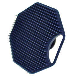 Close up of the ScrubMeFace Breathtaking Blue silicone face scrubber showing dense flexible cleansing bristles.