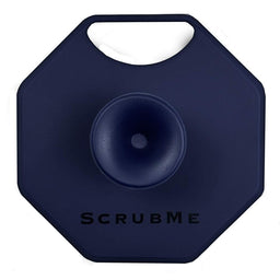 ScrubMeFace Breathtaking Blue silicone face scrubber showing front suction-cup handle on white background.