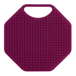 Front-on view of the ScrubMeFace Passionate Purple silicone face scrubber bristle side showing even exfoliating texture.