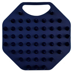Back view of the ScrubMeScalp Breathtaking Blue scalp scrubber showing short rounded silicone nubs in a grid pattern